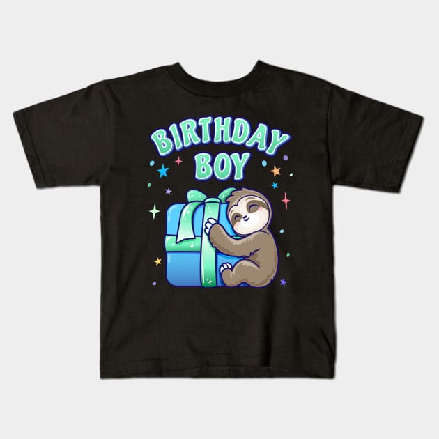 Birthday Boy Sloth Theme Kids T-Shirt by PnJ